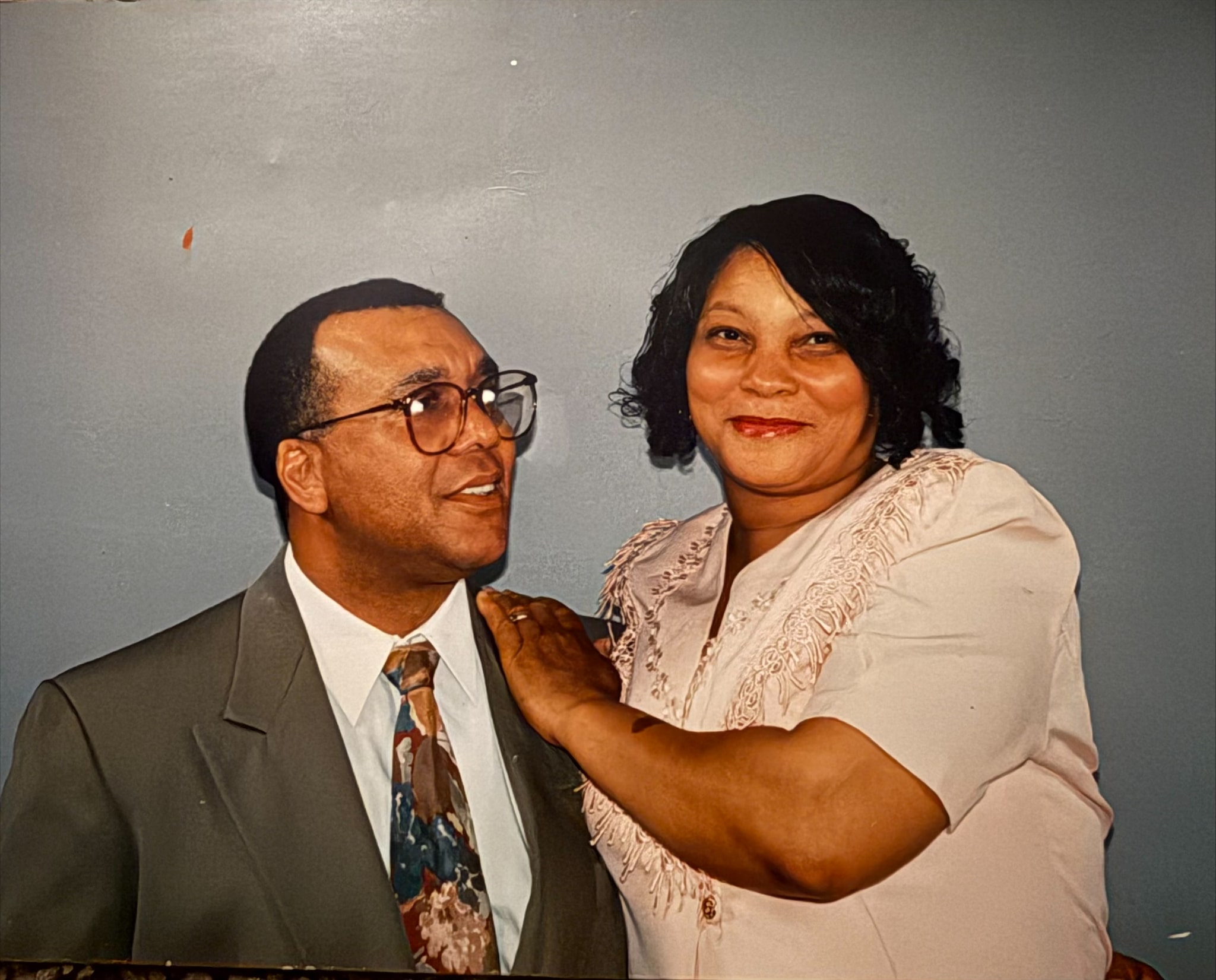 Mrs. Poe sharing a special moment with her husband